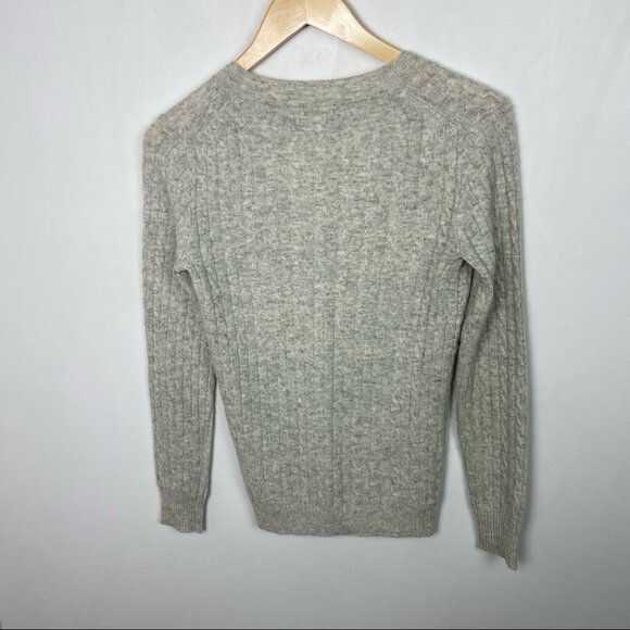 J. Crew Cashmere Wool Cable Knit V-Neck Long Sleeve Sweater Tan Beige Size XS - Picture 5 of 6